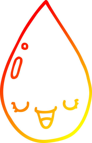 Bir insan tarafından çizilen çizgi film yağmur damlasının sıcak gradyan çizgisi