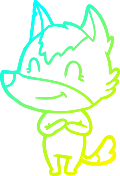 Bir insan tarafından çizilmiş dost canlısı bir kurt çizgi çizimi.