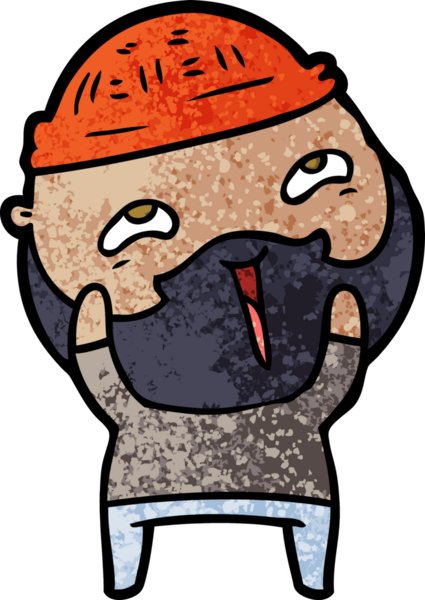 Bir insan tarafından çizilmiş mutlu sakallı bir adam.