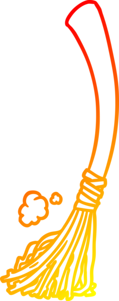 Bir insan tarafından çizilen cadılar bayramı süpürgesinin sıcak gradyan çizgisi.