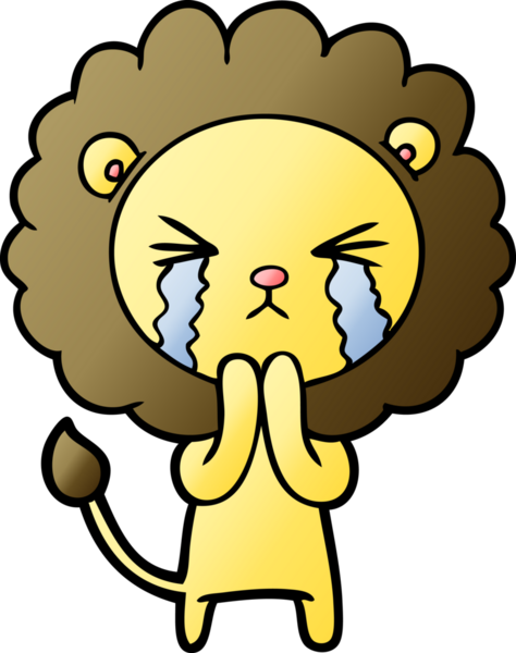 Bir insan tarafından çizilmiş ağlayan aslan çizgi filmi.