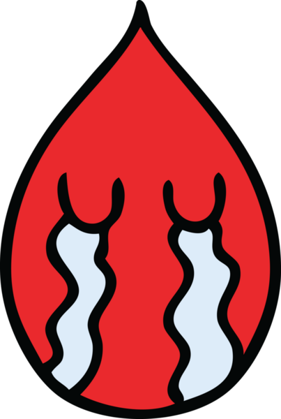 Bir insan tarafından çizilmiş garip bir karikatür duygusal kan damlası.