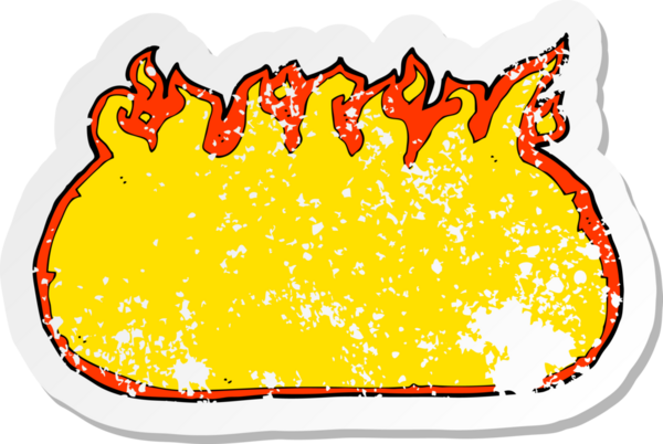 Bir insan tarafından çizilmiş karikatür ateş sınırının gerilemiş etiketi.