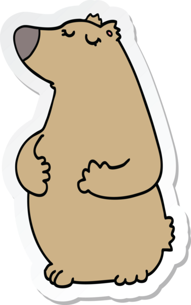 Bir insan tarafından çizilmiş çizgi film ayısının çıkartması.