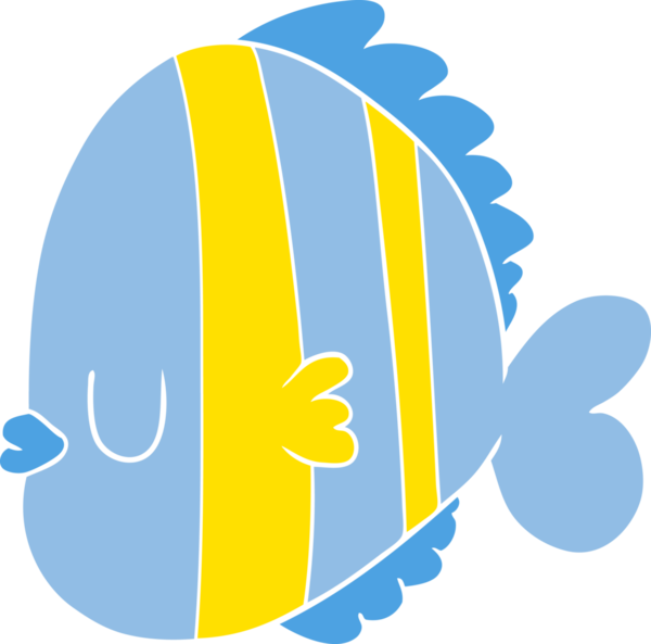 Bir insan tarafından çizilmiş düz renk çizgi film egzotik balığı.