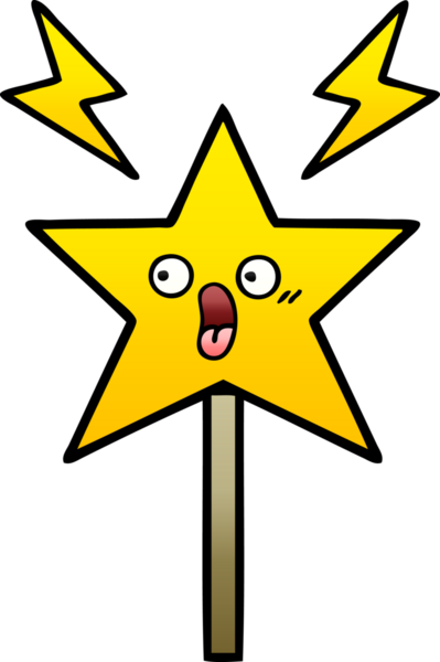 Bir insan tarafından çizilmiş sihirli değneğin gölgeli çizgi filmi.