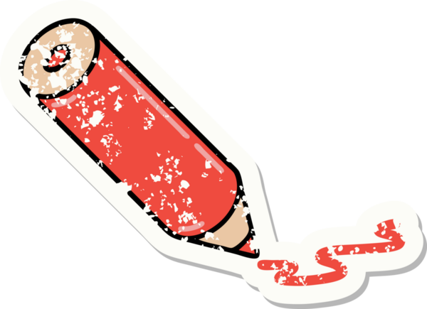 Bir insan tarafından çizilmiş renkli bir kalemin geleneksel stil dövmesi.