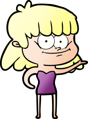 Bir insan tarafından çizilmiş gülümseyen bir kadın.