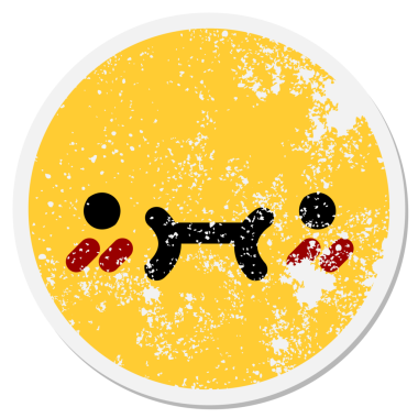 bir insan tarafından çizilmiş utangaç yüz dairesel etiketi