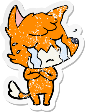 Bir insan tarafından çizilmiş ağlayan tilki çizgi filminin sıkıntılı çıkartması.