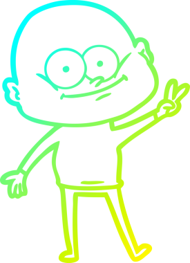 Bir insan tarafından çizilmiş, kel bir adamın soğuk çizgi çizimi.