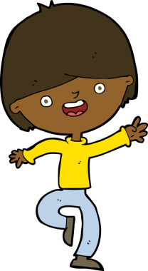 Bir insan tarafından çizilmiş mutlu çocuk çizgi filmi.