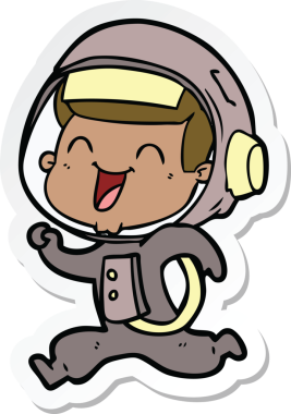 Bir insan tarafından çizilmiş mutlu bir astronotun çıkartması.