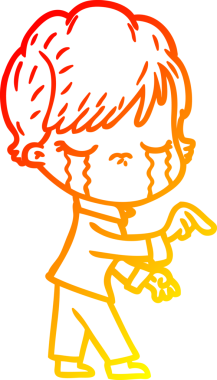 Bir insan tarafından çizilmiş, ağlayan bir çizgi kadın çizimi.