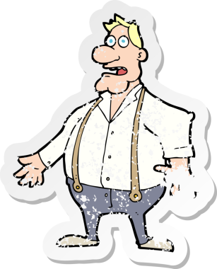 Bir insan tarafından çizilmiş bir karikatürün gerilimli çıkartması.