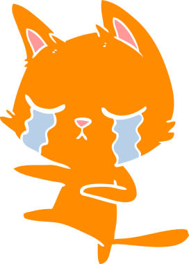 Bir insan tarafından çizilmiş düz renkli çizgi film kedisi dansı.