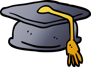 Bir insan tarafından çizilmiş vektör gradyan çizim karikatürü mezuniyet şapkası