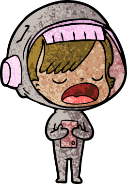 Karikatür astronot kadın bir insan tarafından çizilmiş.