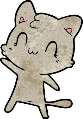 Bir insan tarafından çizilmiş mutlu bir kedi.