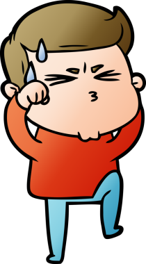 Bir insan tarafından çizilmiş terleyen çizgi film adamı.