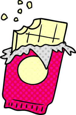 Bir insan tarafından çizilmiş bir çikolata kalıbının el çizimi karikatürü.