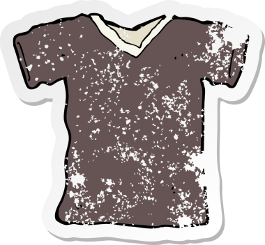 Bir insan tarafından çizilmiş karikatür tişörtünün gerilimli çıkartması.