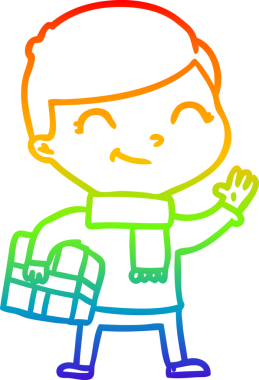 gökkuşağı gradyan çizgi çizimi bir insan tarafından çizilmiş gülümseyen bir çizgi çocuk