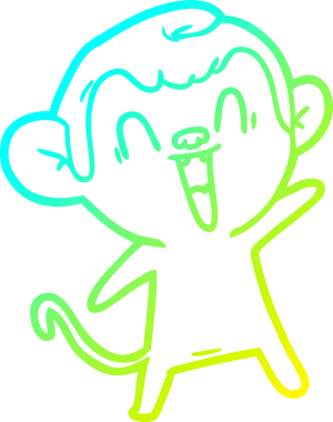 Bir insan tarafından çizilmiş gülen maymun çizgi çizimi.