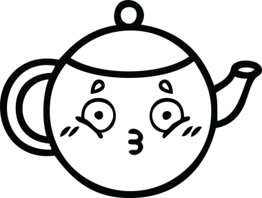 Bir insan tarafından çizilmiş çaydanlık çizimi.