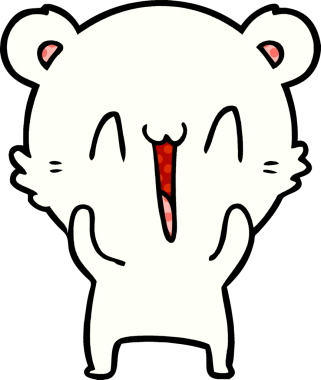 Bir insan tarafından çizilmiş mutlu kutup ayısı karikatürü