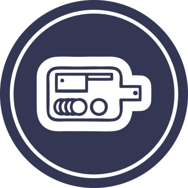 Bir insan tarafından çizilmiş kesme tahtası dairesel simgesi