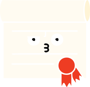 Bir insan tarafından çizilmiş bir sertifikanın düz renk retro karikatürü