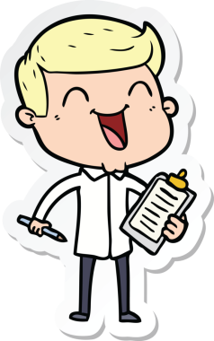 Bir insan tarafından çizilmiş mutlu bir adamın çıkartması.