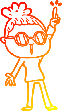 Bir insan tarafından çizilmiş gözlüklü bir karikatür kadın çizimi.