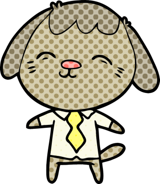 Bir insan tarafından çizilmiş mutlu bir ofis çalışanı köpeği.