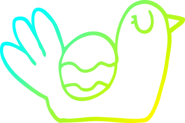 Bir insanın çizdiği karikatür kuşunun soğuk gradyan çizgisi