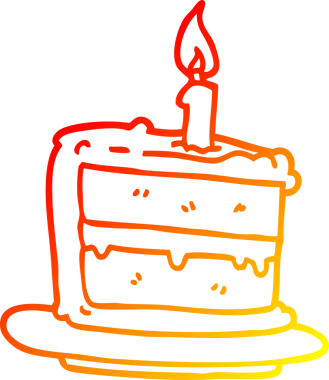 Bir insan tarafından çizilmiş bir doğum günü pastasının sıcak gradyan çizimi