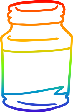 Gökkuşağı gradyan çizgi çizimi bir insan tarafından çizilmiş bir hap kavanozu