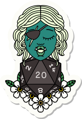 Bir insan tarafından çizilmiş 20 zarlı yarım bir ork hırsızının çıkartması.