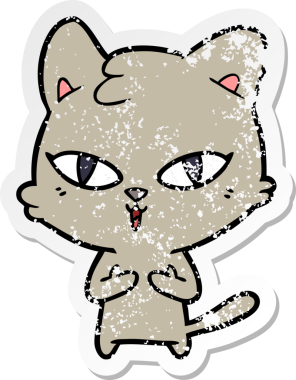 Bir insan tarafından çizilmiş karikatür bir kedinin sıkıntılı çıkartması.