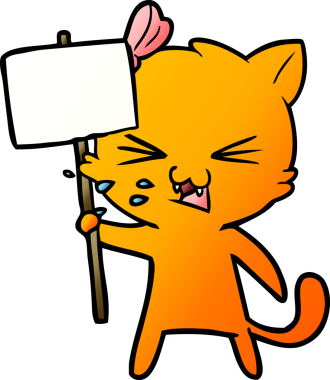 Bir insan tarafından çizilmiş çizgi film kedisi.