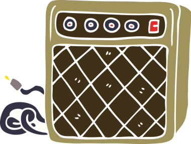 bir insan tarafından çizilmiş karalama retro hoparlör sistemi