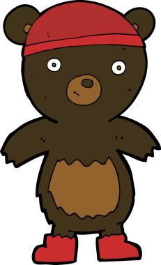 Bir insan tarafından çizilmiş şirin siyah ayı.