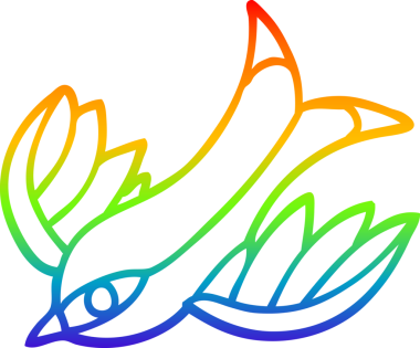 Gökkuşağı gradyan çizgi çizimi Bir insan tarafından çizilmiş bir dövme kırlangıç sembolü