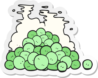 Bir insan tarafından çizilmiş bir bezelyenin çıkartması.