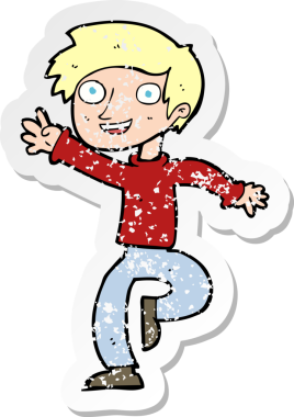 Bir insan tarafından çizilmiş, heyecanlı bir çizgi filmin gerilimli çıkartması.