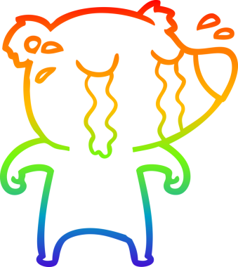 Gökkuşağı gradyan çizgi çizimi bir insan tarafından çizilmiş ağlayan ayı