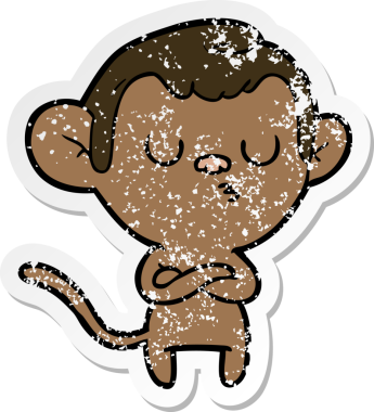 Bir insan tarafından çizilmiş kızgın bir maymunun sıkıntılı çıkartması.