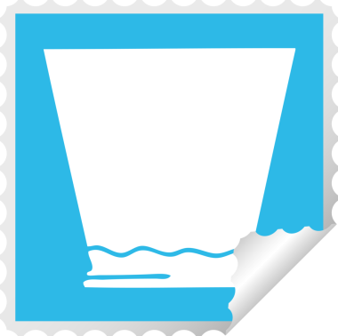 Bir insan tarafından çizilmiş kare soyulmuş tuhaf karikatür viski bardağı.