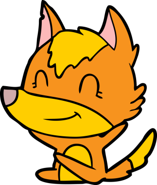 Bir insan tarafından çizilmiş tilki çizgi film karakteri